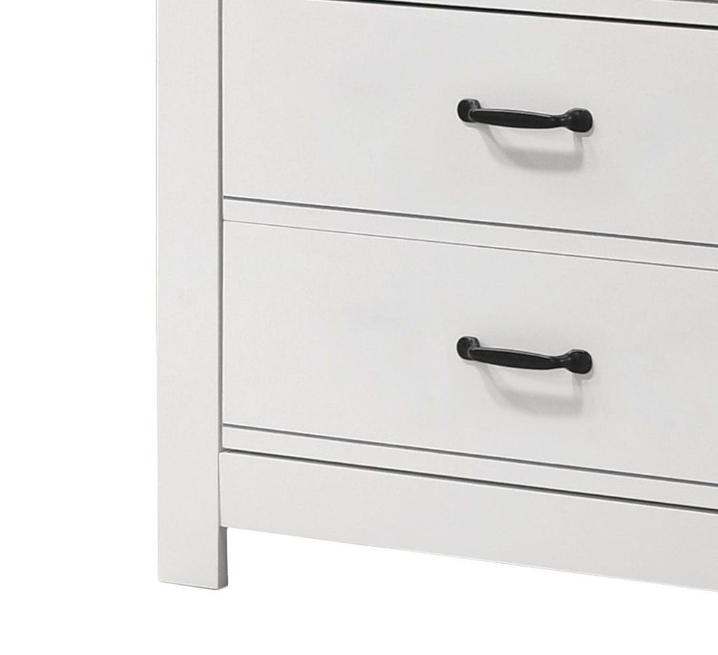 Cassini 5 Drawer Chest with Sleek Black Handles - White