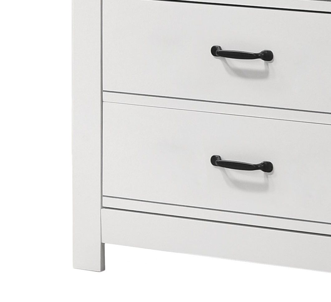 Cassini 5 Drawer Chest with Sleek Black Handles - White