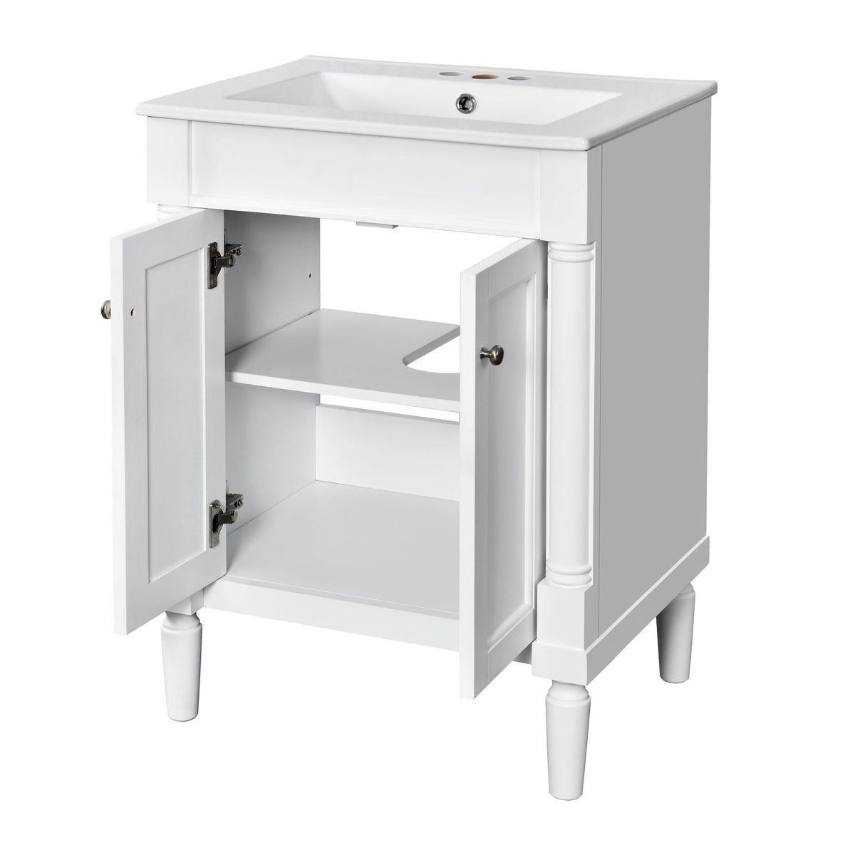 Bathroom Vanity With Top Sink and Two-Tier Storage Cabinet - Multiple Colors