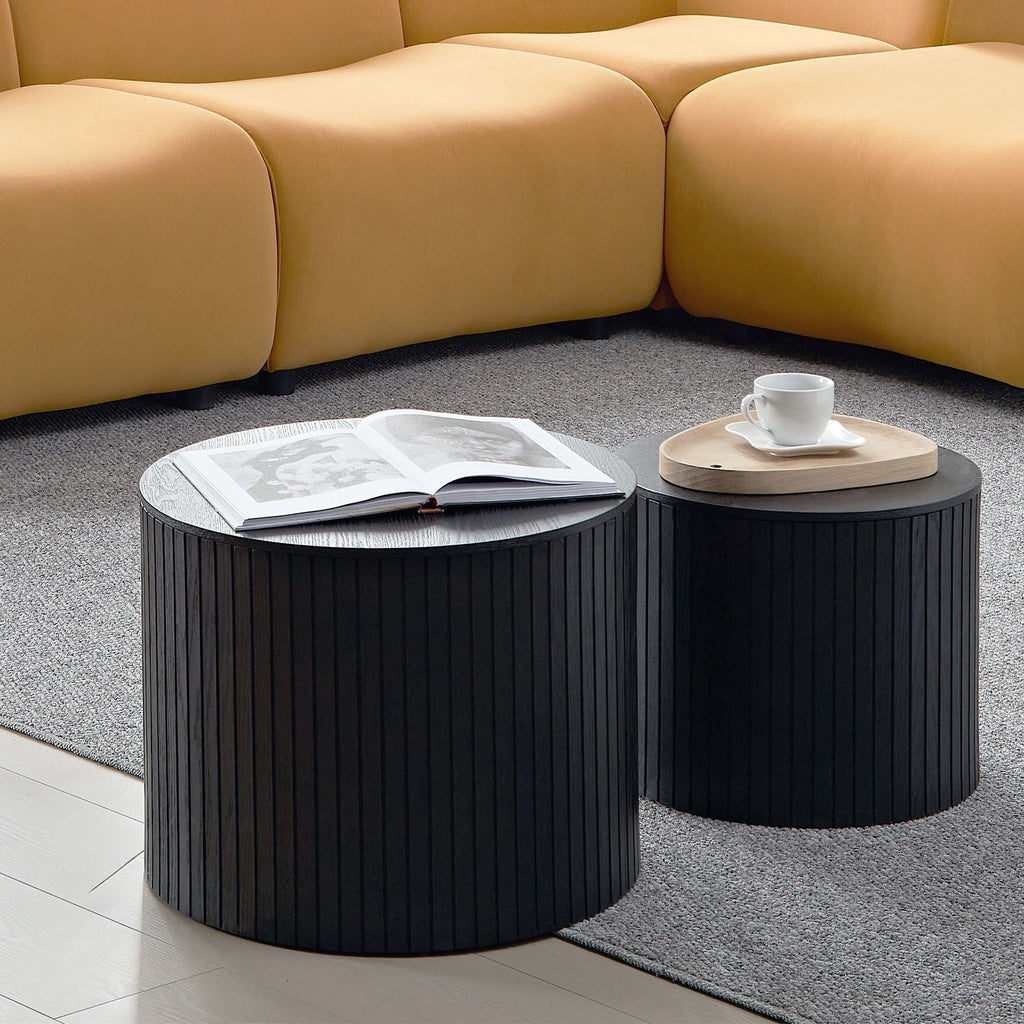 Handcrafted Nested Table Set, 2 Pieces - Black, White, or Dark Brown
