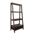Natural Wood Ladder Bookcase with Sturdy Construction - Brown