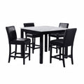 Modern 5 Piece Counter Height Dining Set with Tufted Nail Head Chairs - Black