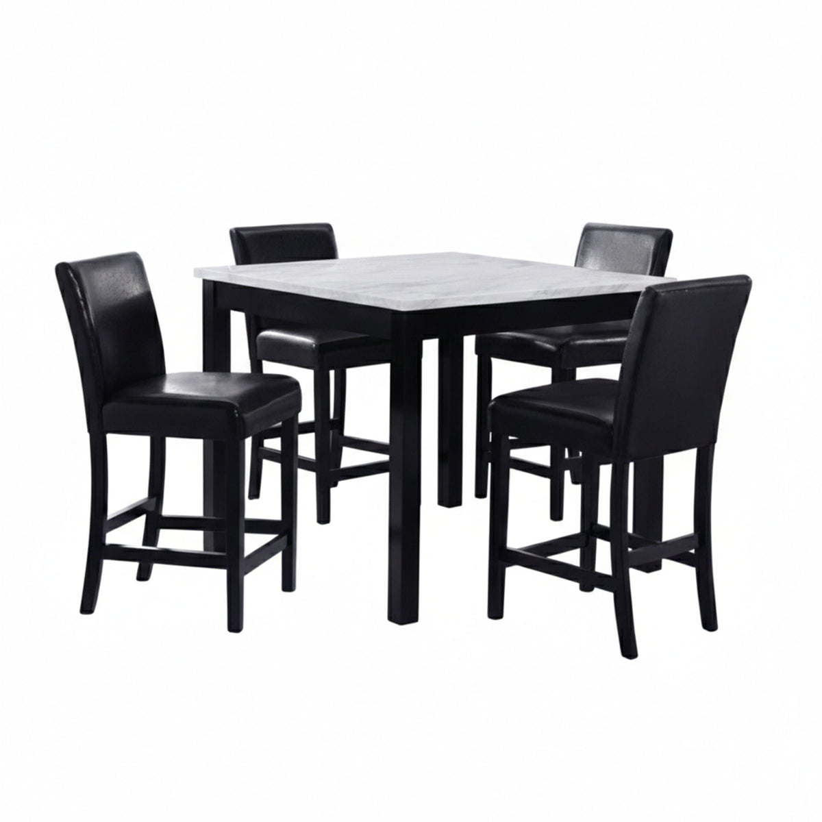 Modern 5 Piece Counter Height Dining Set with Tufted Nail Head Chairs - Black