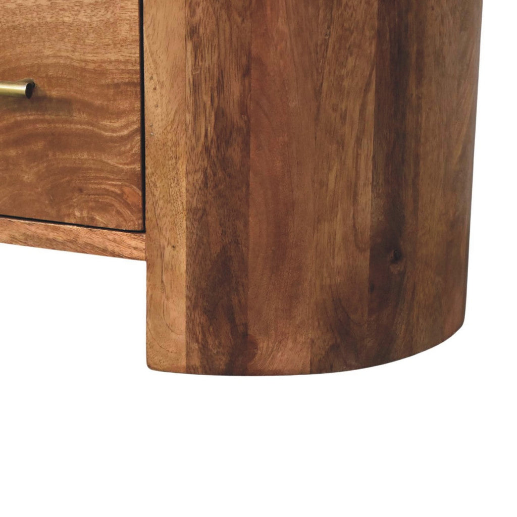 Solid Wood Valencia Sculpted Bedside Nightstand with Drawer - Golden Teak