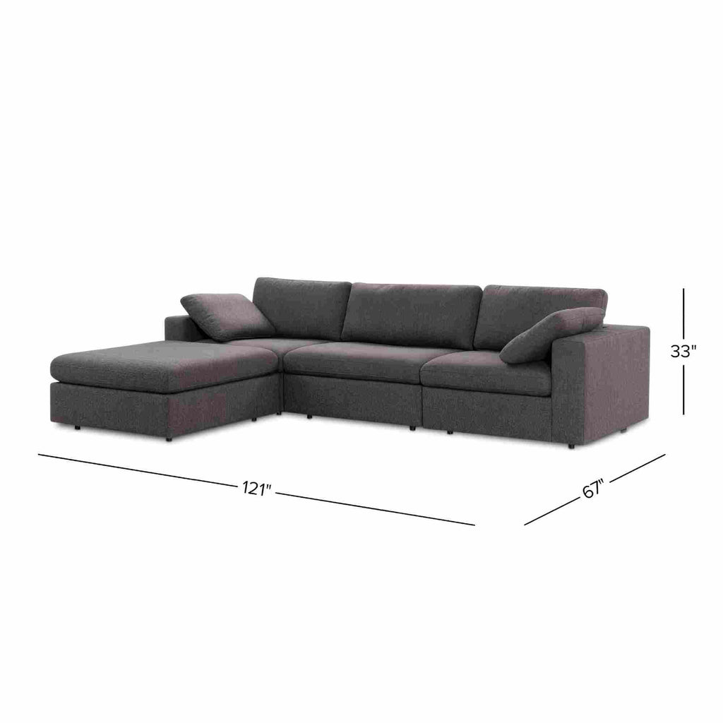 Dark Gray Modular Corner Sectional Sofa with Mid-Century Modern Design - Left Arm Facing