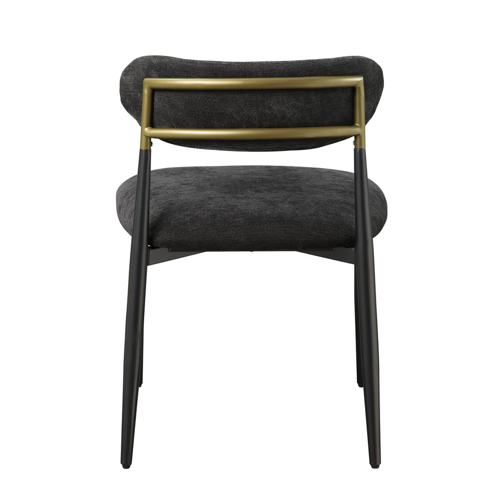 Side Chair Set with Metal Frame and Padded Armrests - Black or Beige