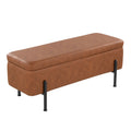 Contemporary Storage Bench with Flip-Top Storage - Black & Camel