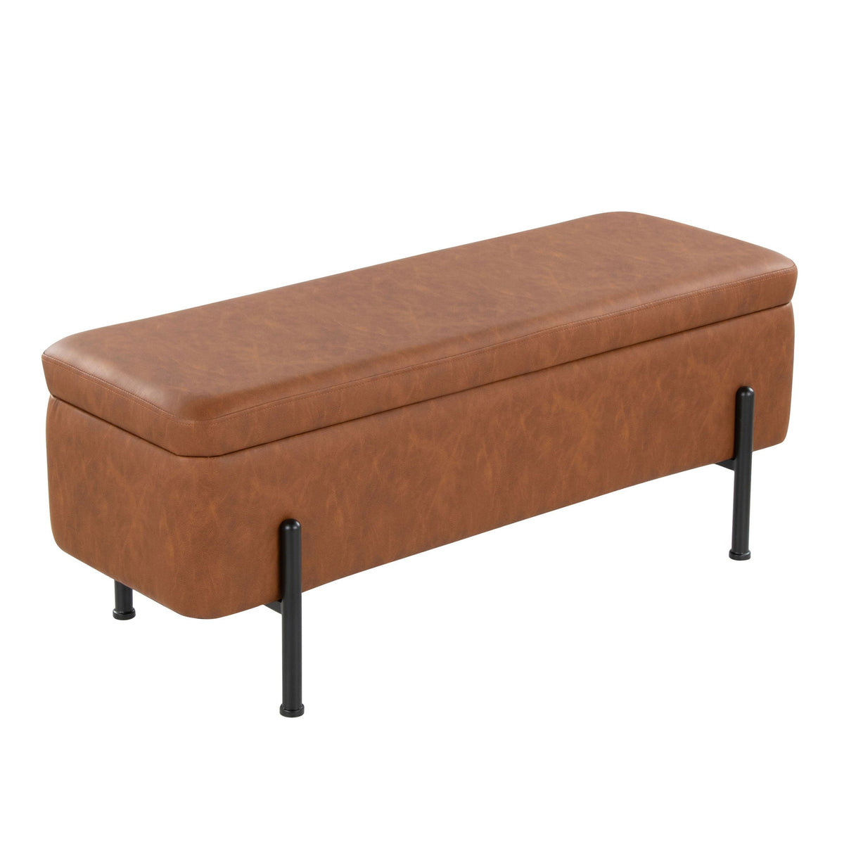 Contemporary Storage Bench with Flip-Top Storage - Black & Camel