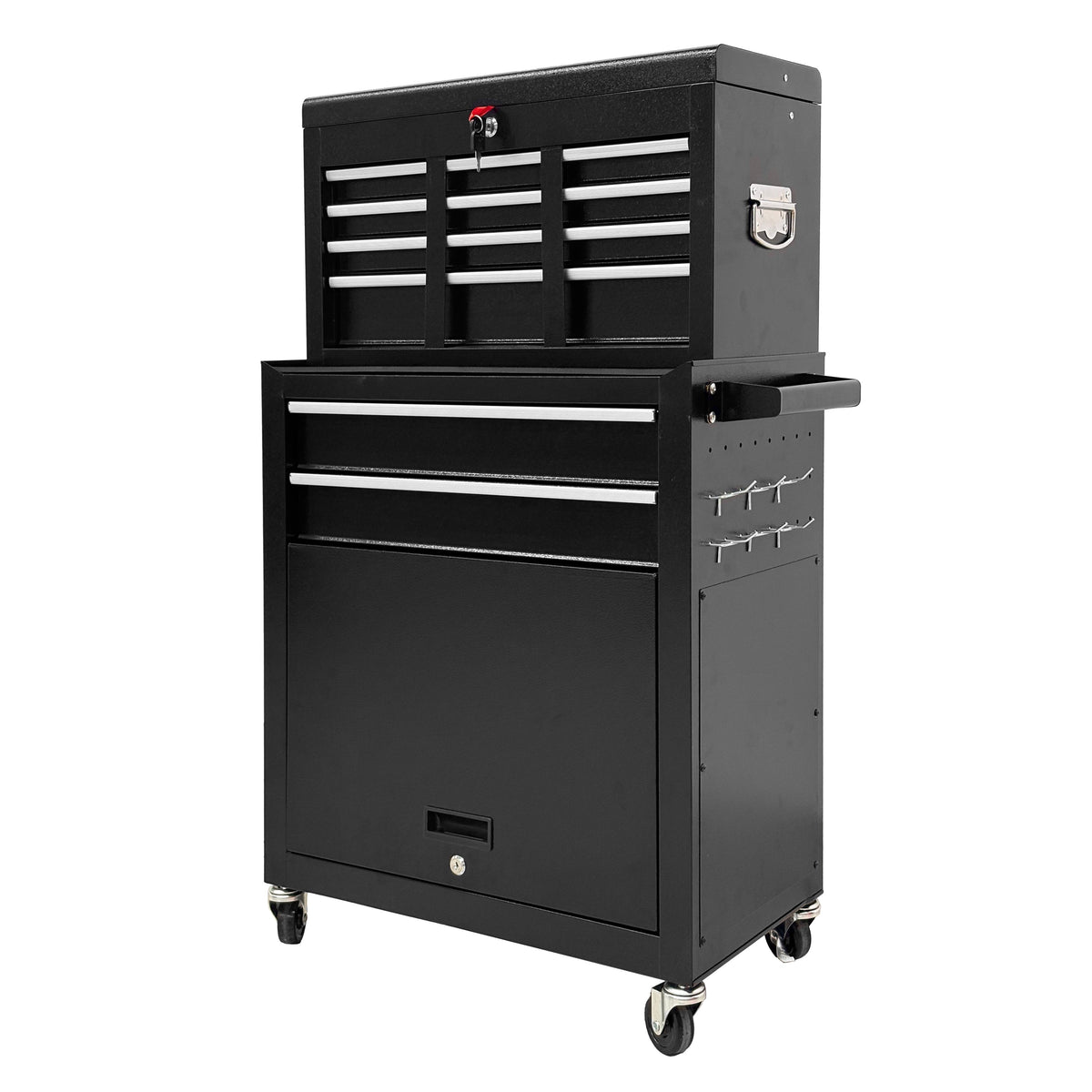 8-Drawer High-Capacity Rolling Tool Chest with Lockable Wheels - Black