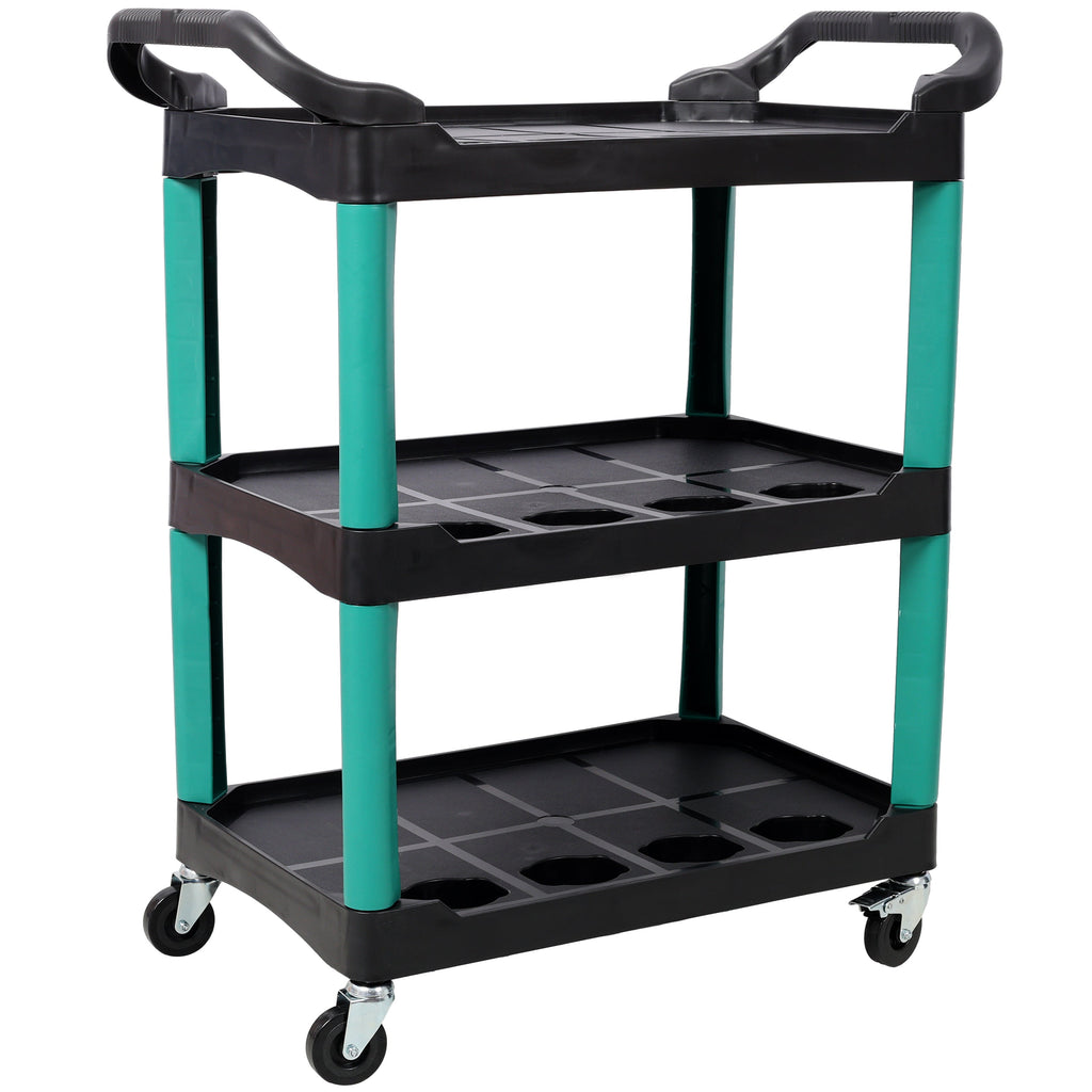 3 Tier Rolling Auto Detail Cart with Wheels - Durable Plastic Organizer