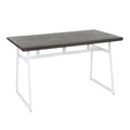 Industrial Dining Table with Geometric Metal Frame - Vintage White/Espresso