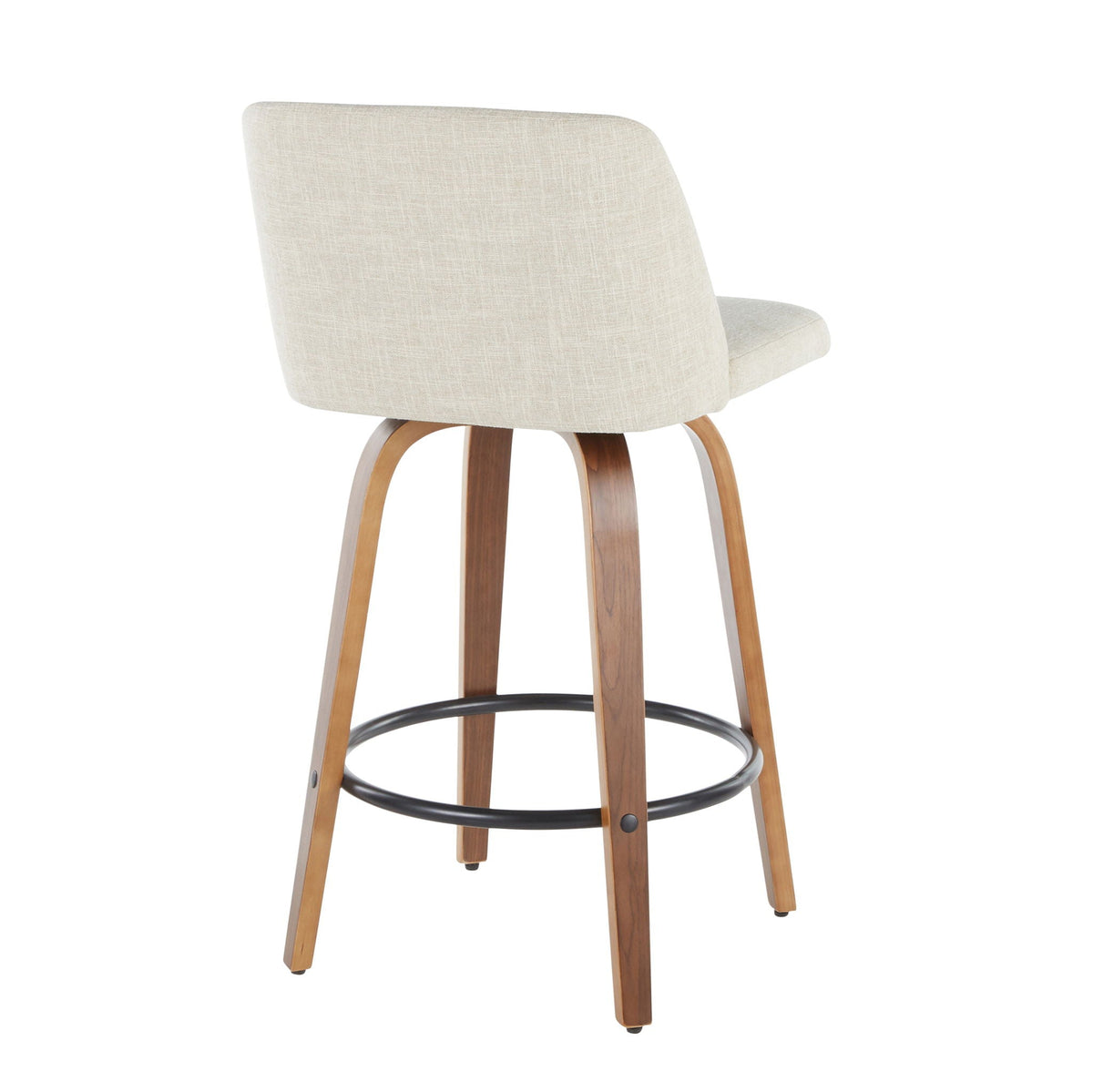 Mid-Century Modern Counter Stools with Padded Seat - Black or Gray