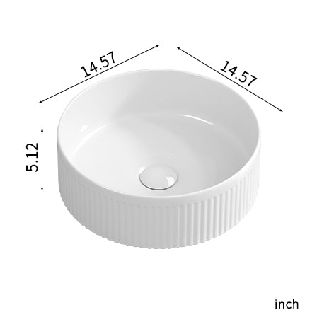 Small 14 Inch Round Bathroom Sink with Stain-Resistant Finish - White Porcelain