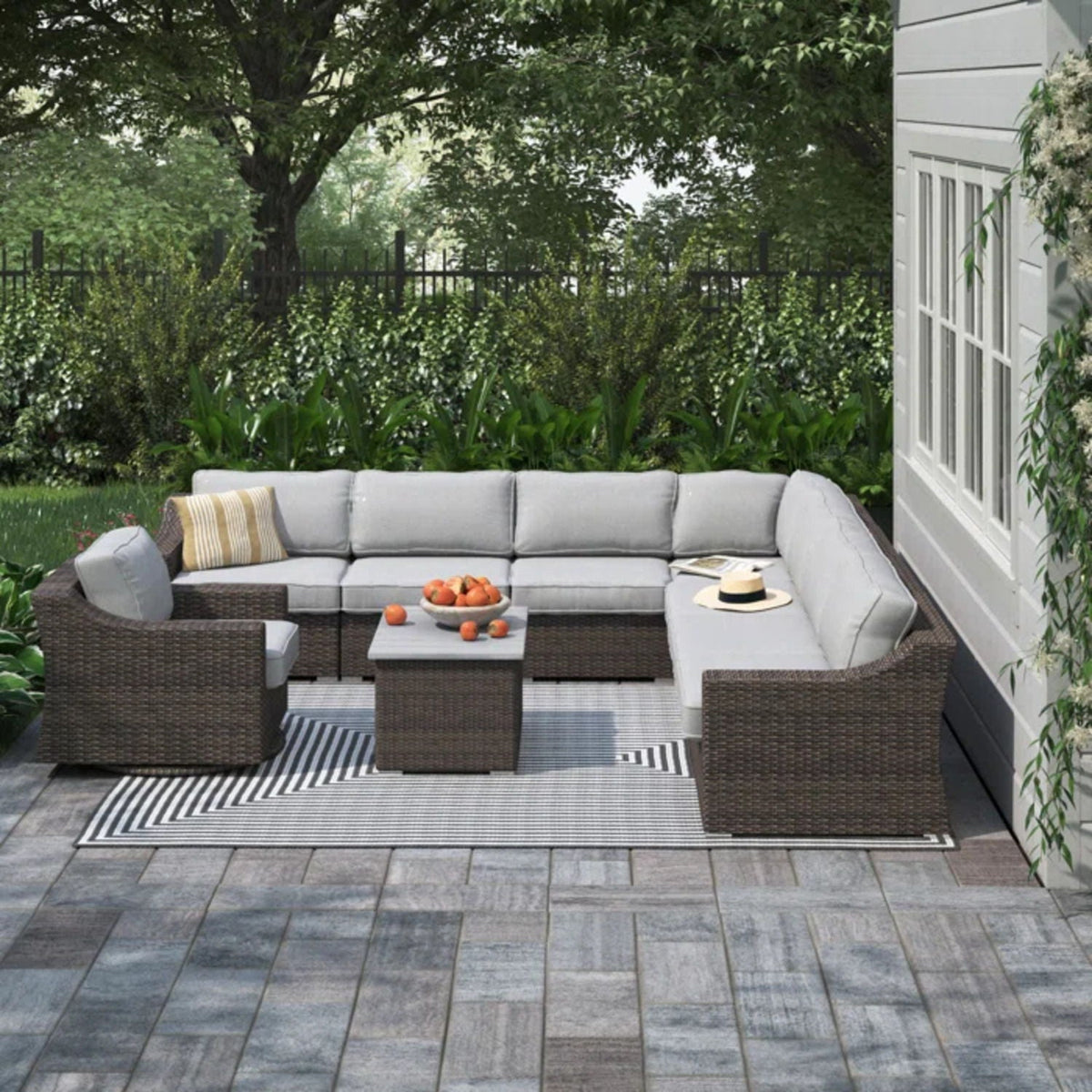 Stylish Sofa Seating Group With Cushions - Multiple Set Options, Dark Gray, Gray, or Dark Brown