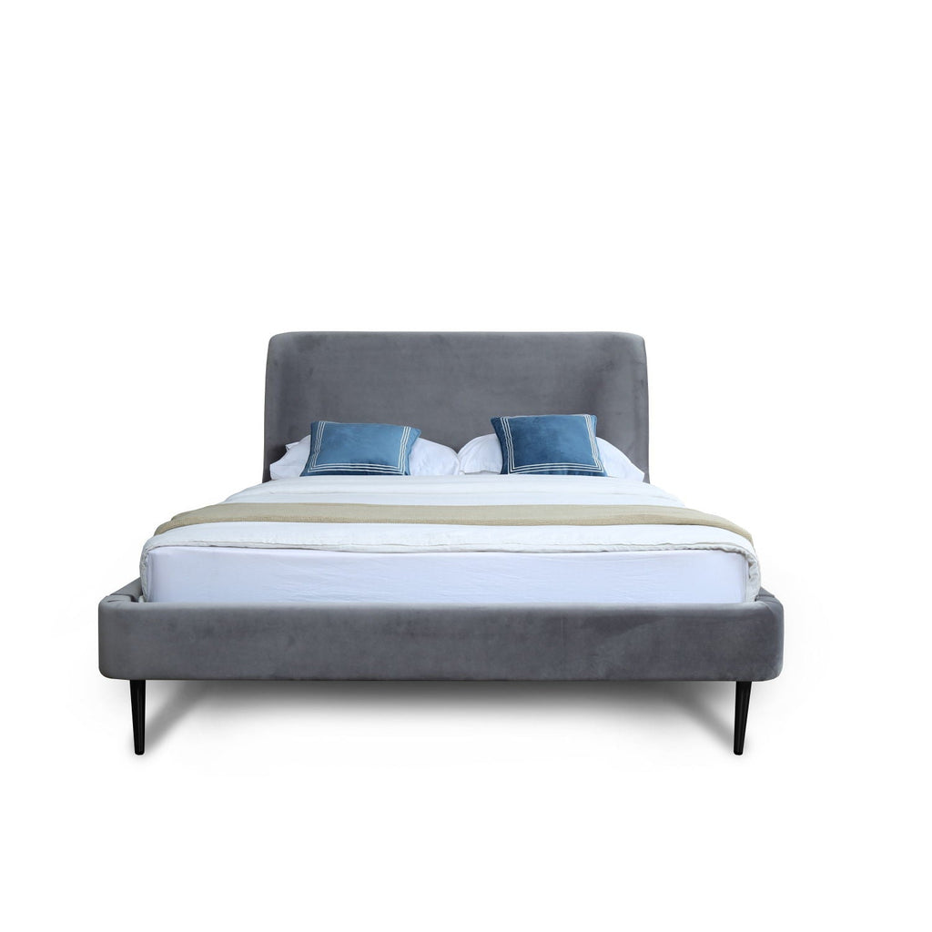 Heather Upholstered Bed with Curved Headboard - Multiple Colors