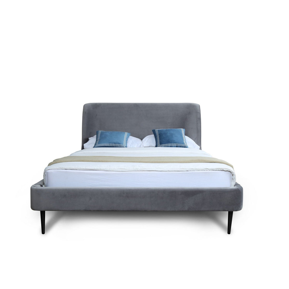 Heather Upholstered Bed with Curved Headboard - Multiple Colors