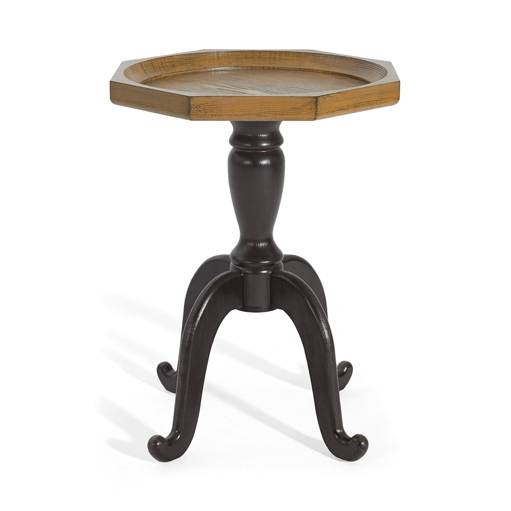 Natural & Black End Table with Octagonal Top – French Country Style