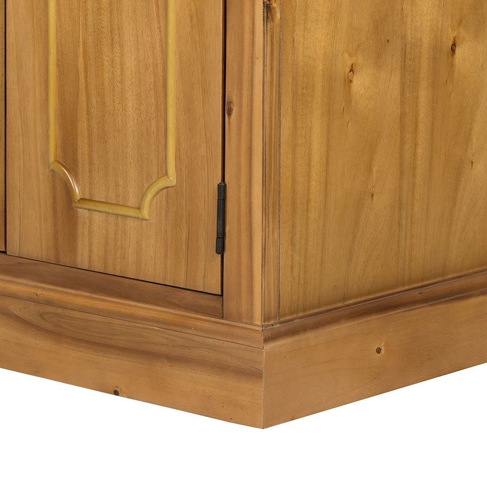 French Country Wood Cabinet Bookcase with Solid Acacia Construction - Light Brown or White