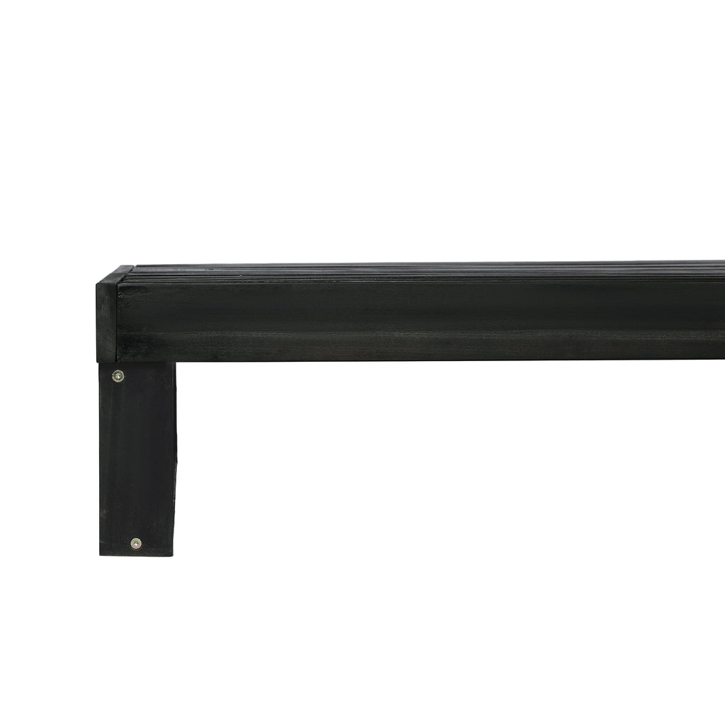Black Acacia Wood Chaise Lounge with 4-Position Adjustable Backrest - Black
