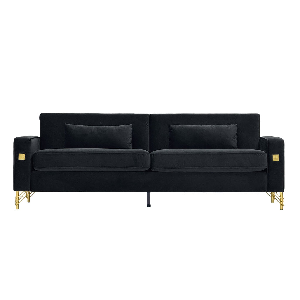 Luxury Velvet Sofa with Plush Cushions - Velvet