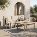 Perla 3 Seater Sofa and Table Set with Acacia Wood - Outdoor
