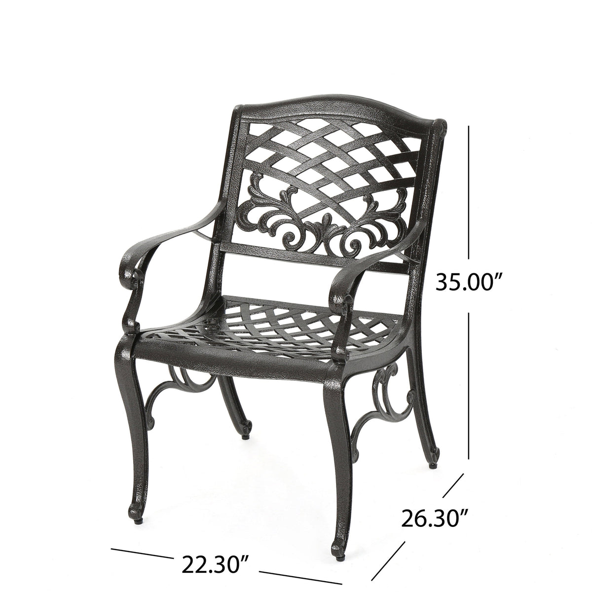 Bronze Cast Aluminum 5 Piece Patio Dining Set with Umbrella Hole