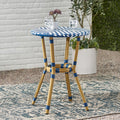 French Bistro Table with Aluminum Frame and Rattan Weave - Natural