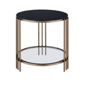 Abisha Sintered Stone Top Round Table with Lower Shelf - Black