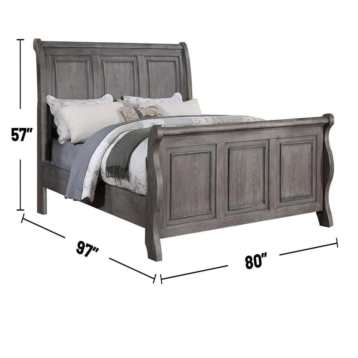 Panel 3 Piece Bedroom Set with Nightstands - Dark Gray or Dark Brown