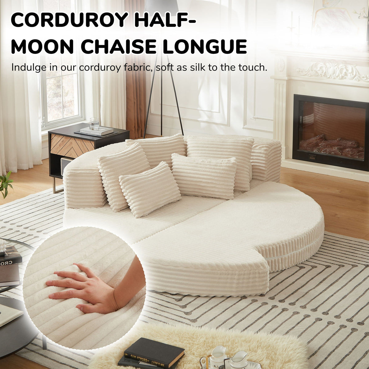 Semi Circular 2-in-1 Sofa Bed with Neck Pillow and Throw Pillows – Multiple Colors