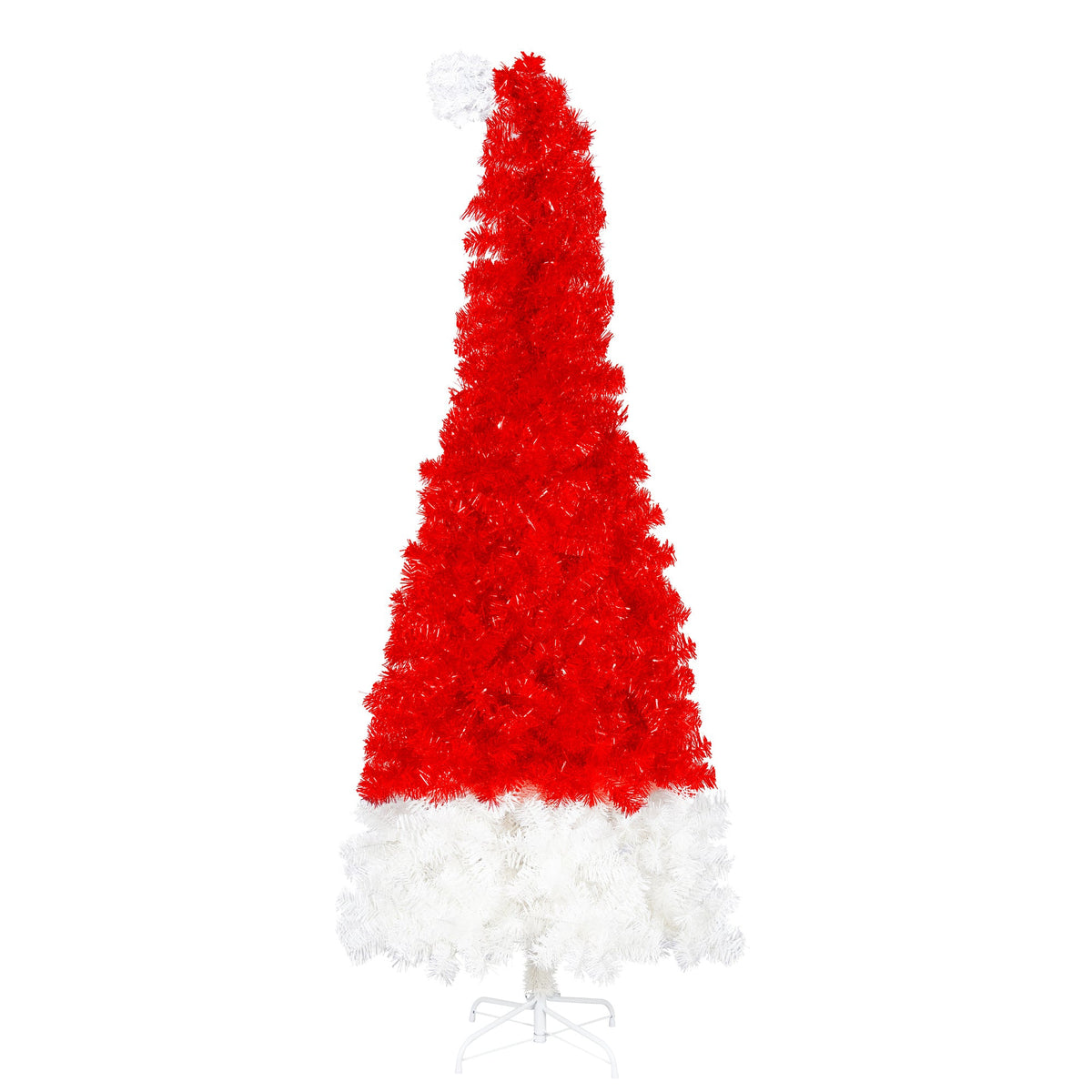 6FT Artificial Christmas Tree with LED Light - Santa's Hat Shape