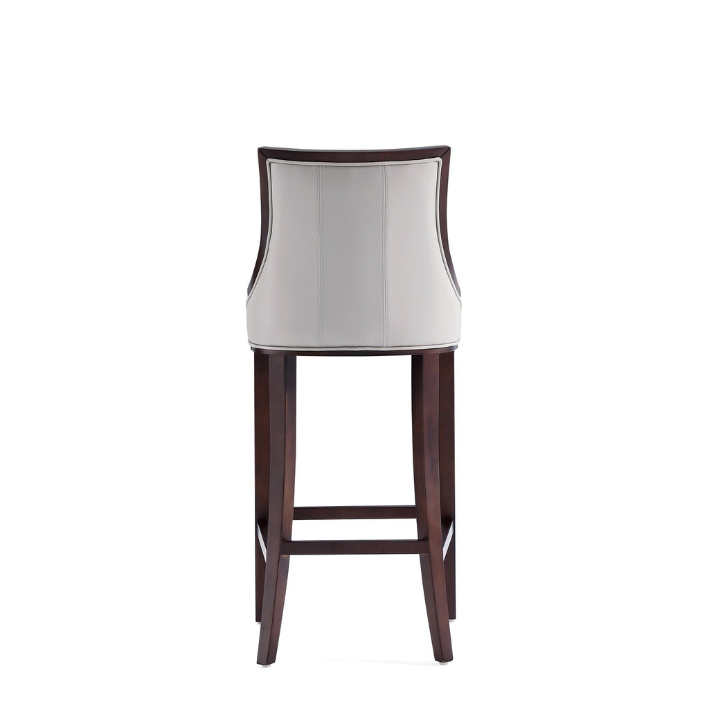 White Bar Height Stool with Solid Wood Frame - Traditional Design