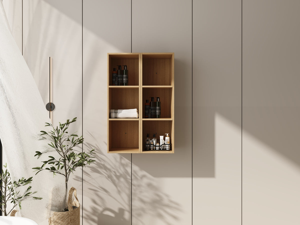 24 Inch Wall Mounted Storage Shelves with Plywood Construction - Oak
