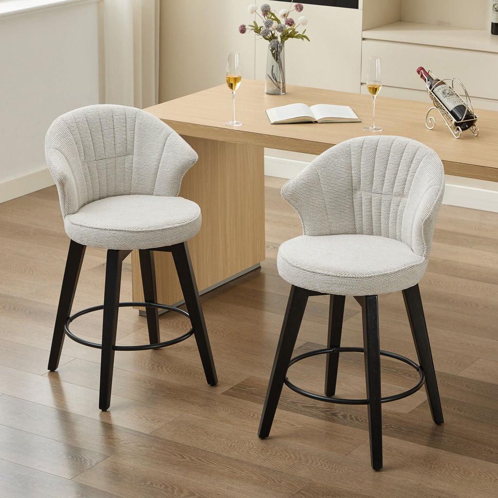 Wing Back Swivel Bar Stools with Adjustable Leveling Feet - Dark Gray or White