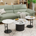 Modern Nesting Coffee Table Set of 3 with Faux Marble Tops - White Faux Marble