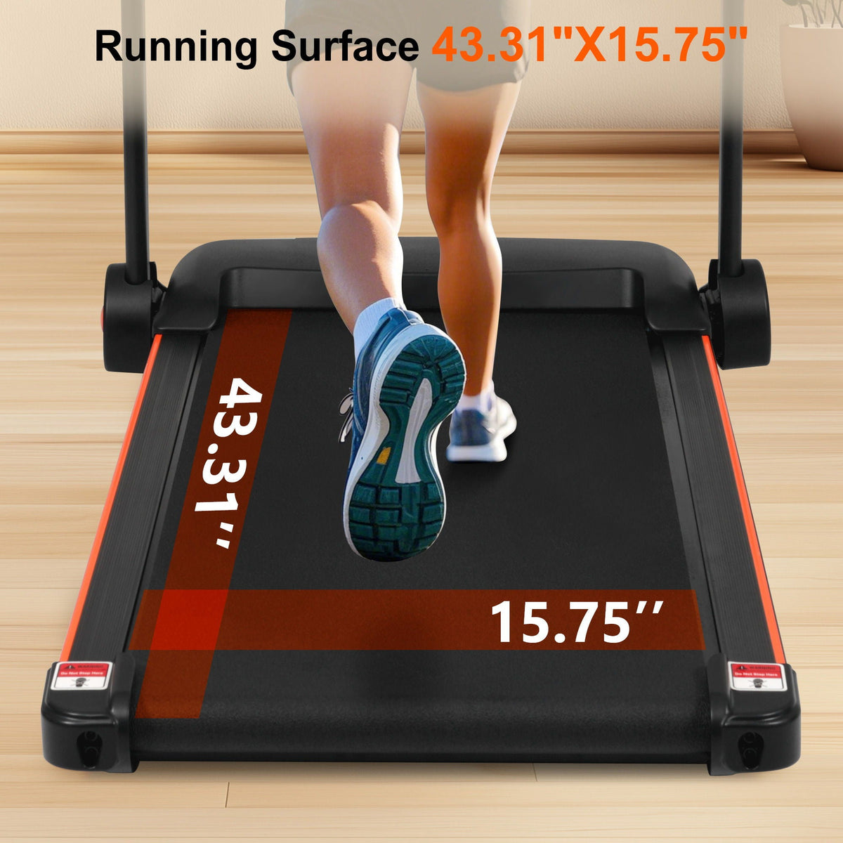 2.5Hp Quiet Folding Treadmill with Heart Rate Sensor - Black