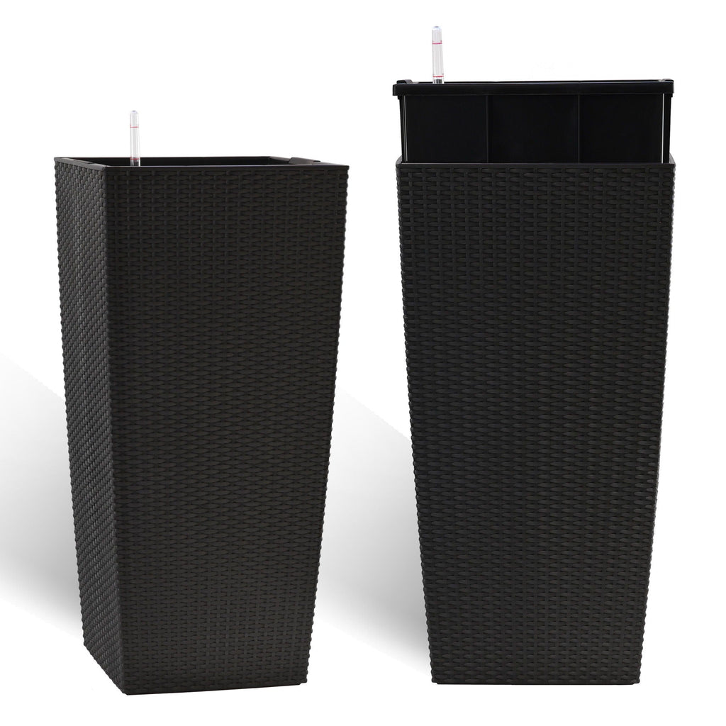 Indoor Outdoor Planter with Automatic Watering System - Dark Brown, Black, or White
