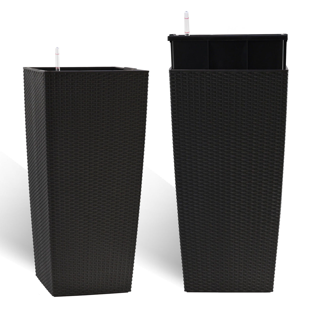 Indoor Outdoor Planter with Automatic Watering System - Dark Brown, Black, or White