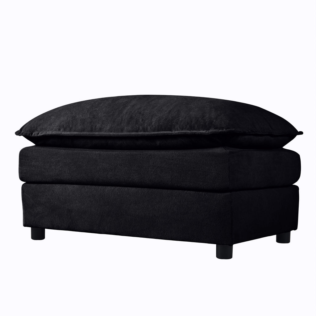 Luxury Chenille Ottoman with Double-Layer Cushion - Chenille