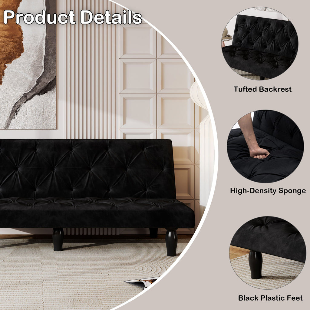 Sofa Bed With Adjustable Backrest with Premium Fabric – Black or Pink