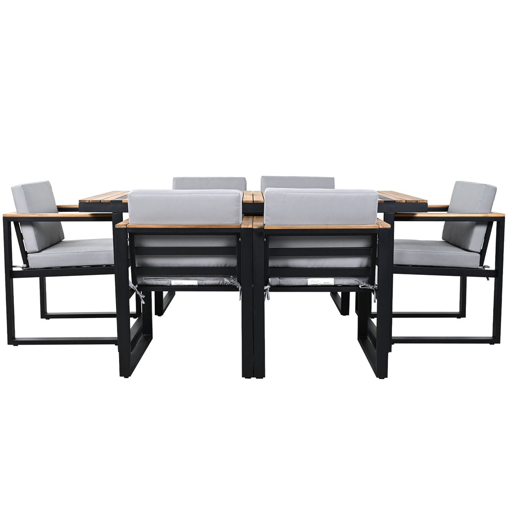 7 Piece Outdoor Dining Set with Removable Cushions - Gray or Beige