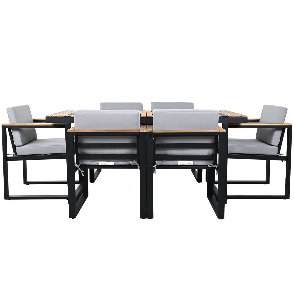 7 Piece Outdoor Dining Set with Removable Cushions - Gray or Beige