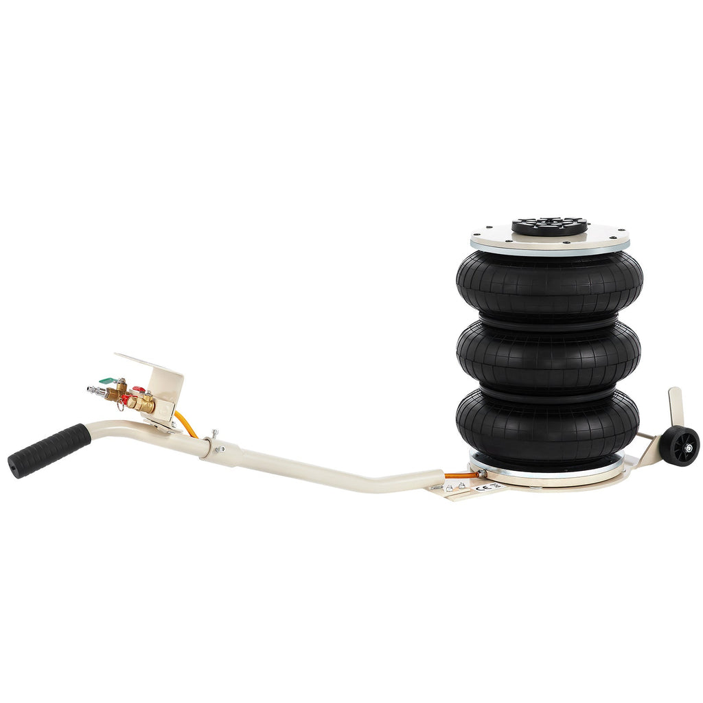 Pneumatic Jack 5 Ton Triple Bag Air Jack with Steel Construction - Black