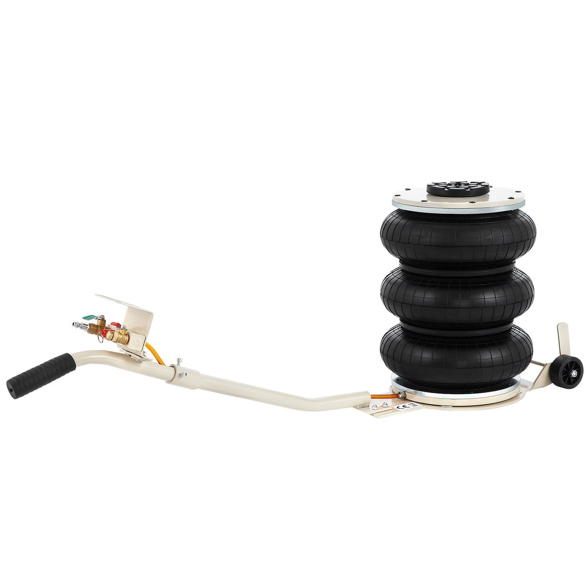 Pneumatic Jack 5 Ton Triple Bag Air Jack with Steel Construction - Black