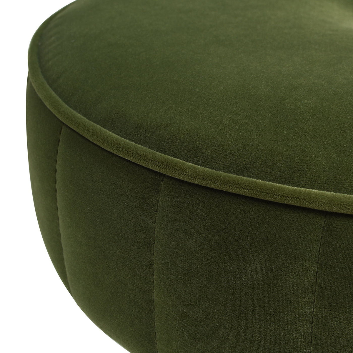 Round Footstool Ottoman with Tufted Upholstery - Olive Green