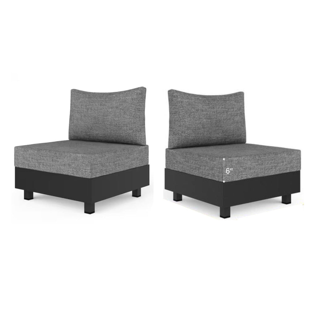Modular Armless Chair Set with Coffee Table - Gray