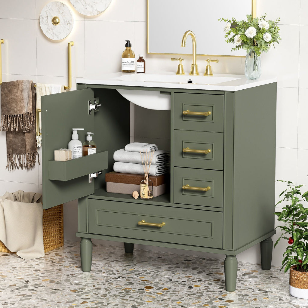 Traditional Bathroom Vanity Set with Soft Close Doors - Multiple Colors