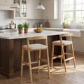 Balmain Indoor Rubberwood Barstool with Cushioned Seat - Brown