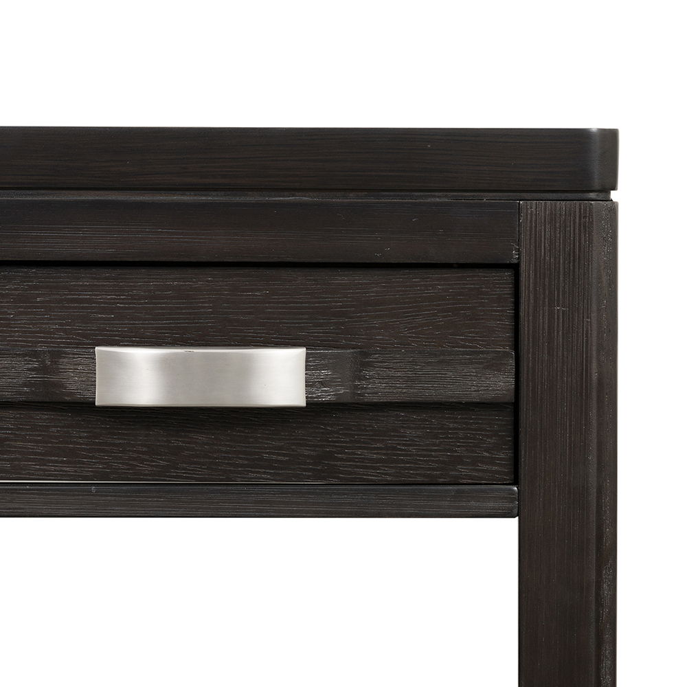 Elegant Dark Brown End Table with Storage Drawer and Shelf
