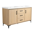 Original 60" Freestanding Bathroom Vanity with Double Resin Sink - Oak